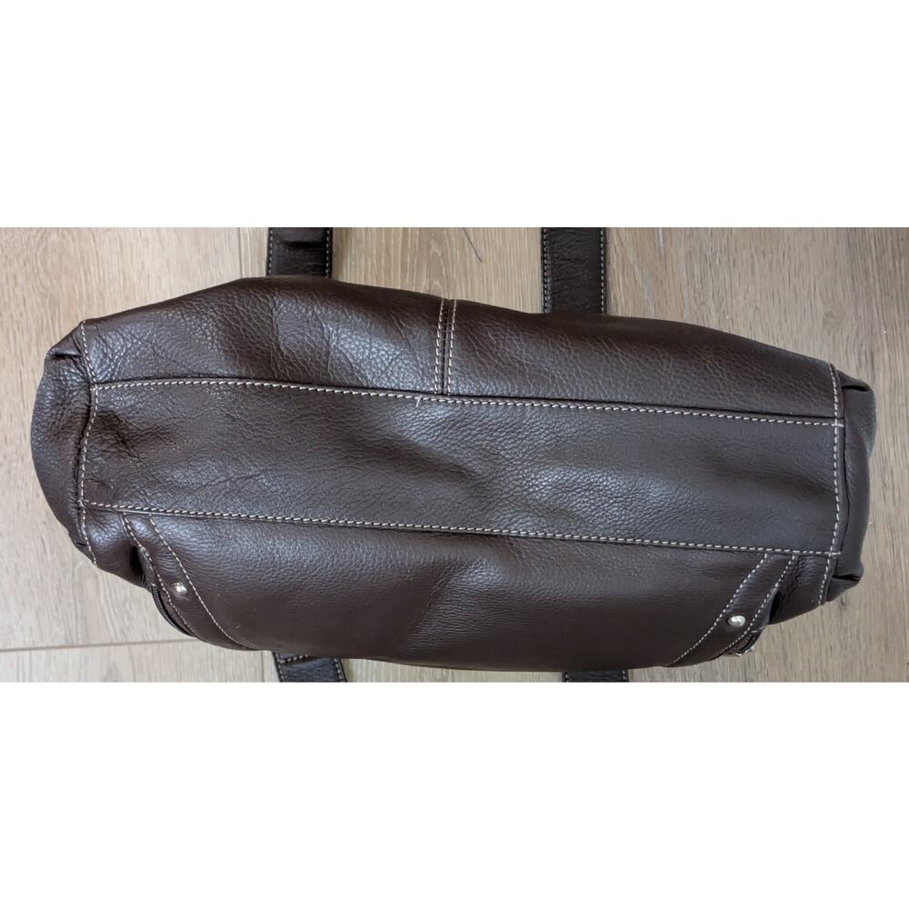 Tignanello Shoulder Bag Large Brown Pebbled Leather Multi Pocket Organizer Tote - Picture 9 of 12